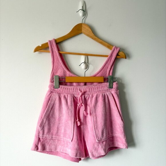 Zara Terry Cloth SET Scoop Neck Crop Top High Waist Shorts Pink Size Small - Picture 6 of 10